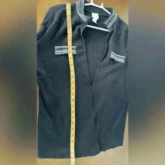 Chicos Embellished Heidi Cardigan Black - Large (2) Military chic - Picture 3 of 6